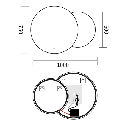 Дзеркало Mixxus Premium TOPPER MC01-100x75 з Led Touch, Anti-fog, димером (3-6,5kK) (MP6631) — Photo 3