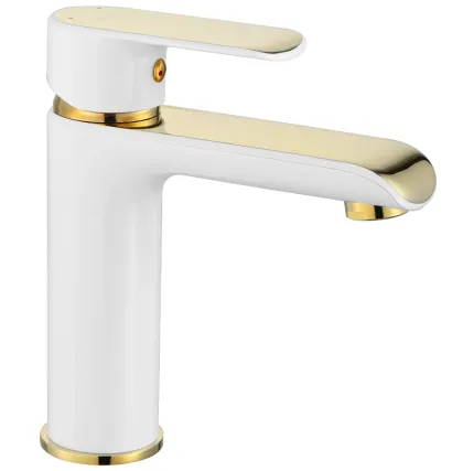 Змішувач для раковини (умивальника) REA BLOOM WHITE GOLD низький — Photo 1