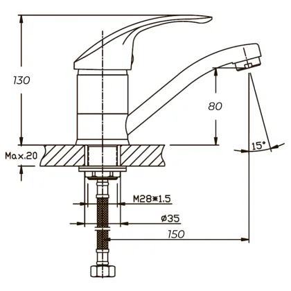 Змішувач для умивальника Haiba Fabio 555 (15 см) (HB0106) — Photo 1