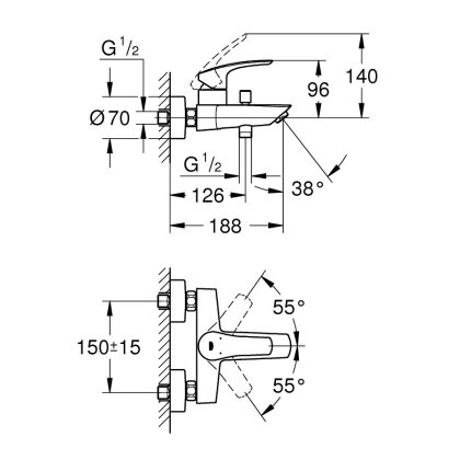 Змішувач для ванни GROHE EUROSMART 33300003, хром — Photo 1