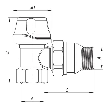 Кран термостатичний кутовий 1/2" Koer KR.921-GI (KR2682) — Photo 1