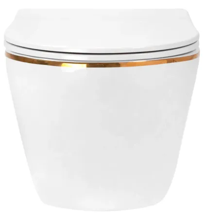 Підвісний унітаз REA CARLO MINI TORNADO WHITE GOLD EDGE підвісний унітаз REA CARLO MINI TORNADO WHITE GOLD EDGE — Photo 2