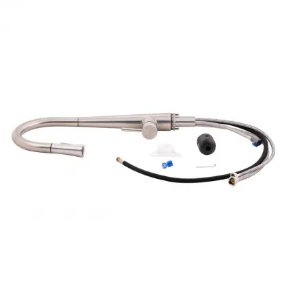 Змішувач для кухні Qtap Evicka з висувним виливом QTEVI91103UN Brushed Nickel PVD — Photo 5