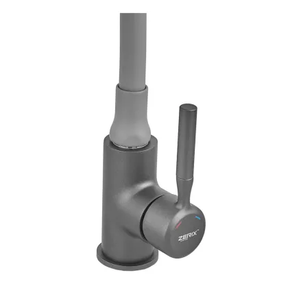 Змішувач для кухні ZERIX ATRIUM-011-T GRAPHITE REFL.GRAY (Колір графіт+силіконовий вилив сірий) (ZX6107) — Photo 6