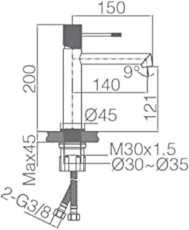 IMEX LINE PVD GUN METAL Змішувач для умивальника, PVD графіт — Photo 3
