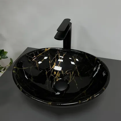 Умивальник (раковина) VBI PARMA MARBLE BLACK GLOSSY накладний — Photo 3