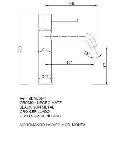 IMEX MONZA BLACK GUN METAL Змішувач для умивальника, PVD графіт — Photo 3