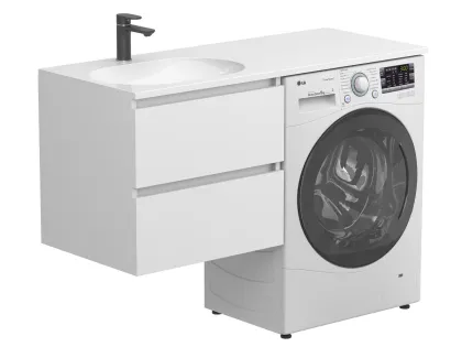 Тумба підвісна LUMO Біла матова для умивальника LAKE 1250 L Miraggio
