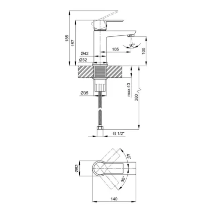 Змішувач для раковини Qtap Ustek 1016107CW — Photo 1