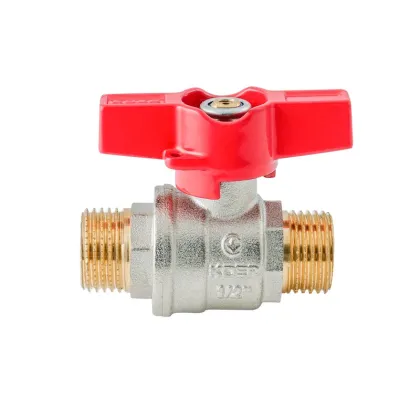Кран кульовий ШШМ Koer Extreme KE.219-15 - 1/2" MM ручка "метелик" червона (KR5762) — Photo 3