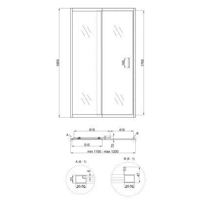 Душові двері в нішу Qtap Taurus CRM201-11.C6 110-120x185 см, скло Clear 6 мм, покриття CalcLess — Photo 1