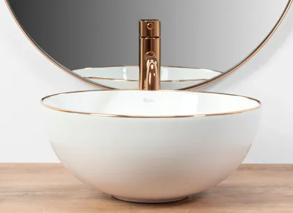 Умивальник (раковина) REA STELLA ROSE GOLD EDGE накладний * — Photo 4