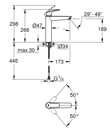 Одноважільний змішувач для раковини Grohe Eurosmart XL-Size (239712433) — Photo 2
