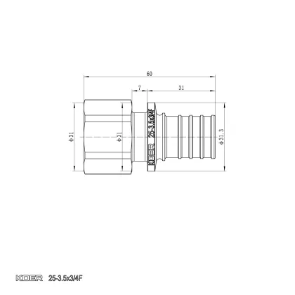 Перехідник з ВР Koer KA.A08F-25 - 25(3.5mm) x 3/4"F (KR4865) — Photo 2