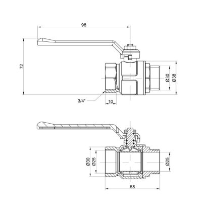 Кран кульовий Icma 3/4&quot; прямий №350 — Photo 1