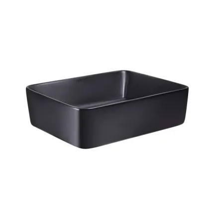 Комплект Qtap Tern: Раковина накладна прамокутна 475х370х140 мм Matt Black + Донний клапан PU03 — Photo 3