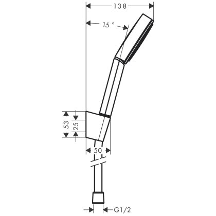 PULSIFY SELECT душ набір (ручний душ -1р, тримач, шланг -125см), чорний матовий — Photo 1