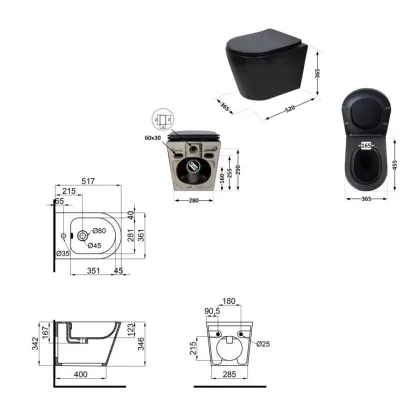 Комплект Qtap Scorpio Matt Black 2 в 1: унітаз підвісний Ultra Quiet QT14332380AMB + біде підвісне QT1455053FMB — Photo 1
