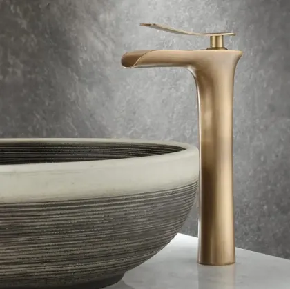 Змішувач для раковини (умивальника) REA LAGUNA ANTIQUE BRUSHED GOLD високий — Photo 3