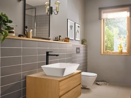 REBRIS E змішувач для умивальника 240, CoolStart,EcoSmart +, чорний матовий — Photo 2