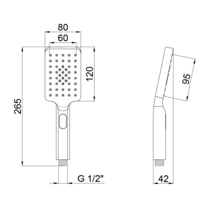 Лійка для ручного душу Qtap Rucni 120х80 мм прямокутна QTRUCA121N3KCC Chrome — Photo 1