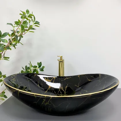Умивальник (раковина) VBI TURIN MARBLE BLACK GLOSSY накладний — Photo 4