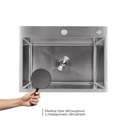 Мийка для кухні інтегрована Lidz Handmade H5843 Brushed Steel 3,0/1,0 мм LDH5843BRU49442 — Photo 2
