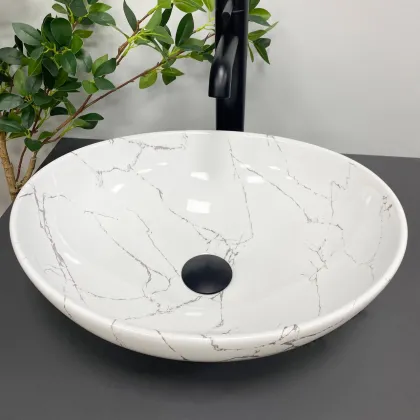 Умивальник (раковина) VBI PARMA WHITE STONE GLOSSY накладний