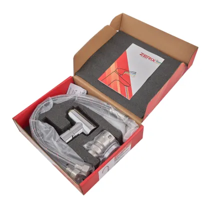 Змішувач для кухні ZERIX REX-011 CHROME REFL.GREY з нерж. сталі (Колір хром+силіконовий вилив сірий) (ZX6128) — Photo 1