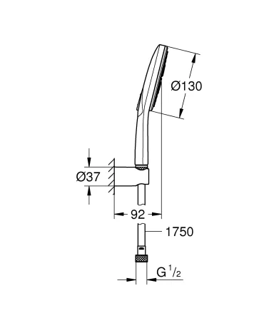Душовий набір з тримачем, 3 режими струменю Grohe Rainshower SmartActive (26581000) — Photo 4