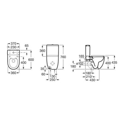 Комплект: MERIDIAN Rimless чаша пристiнного комбiн. унiтазу, випуск унiверсальний + бачок 3/4,5л + MERIDIAN Compacto сидiння для унiтазу, slow closing — Photo 1