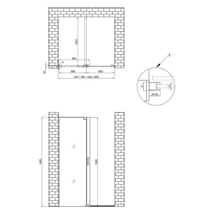 Душова перегородка Qtap Walk-In Glide CRM2012.C8 120х190 см, скло Clear 8 мм, покриття CalcLess — Photo 1