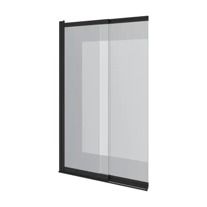Шторка на ванну двоелементна Style 1000х1500мм black matt, скло 6мм clear