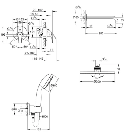 Душова система прихованого монтажу зі змішувачем Grohe Eurosmart New (UA25183004) — Photo 7