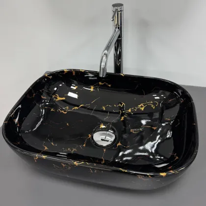 Умивальник (раковина) VBI RAVENNA BLACK LIGHTNING GLOSSY накладний — Photo 3