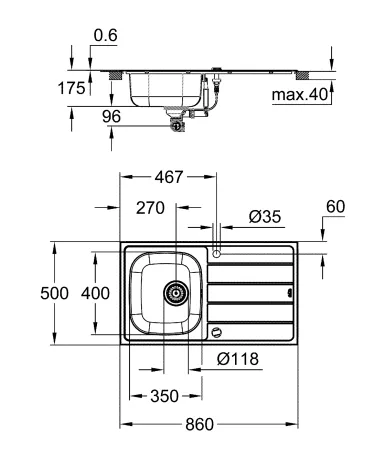 Мийка для кухні із нержавіючої сталі Grohe K200 (31552SD1) — Photo 3