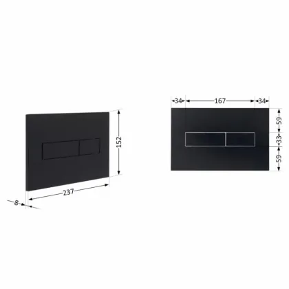 Клавіша змиву Qtap Standard 152x236x28 мм, Matt Black, лінійна QTSTD164BLM49473 — Photo 1