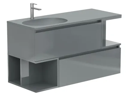 Тумба підвісна URBAN Сіра глянцева з умивальником NEW YORK 1200 L Miraggio