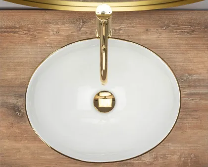 Умивальник (раковина) REA SOFIA WHITE GOLD EDGE накладний — Photo 3