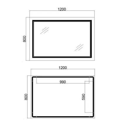 Дзеркало Qtap Cardinal 1200х800 з LED-підсвічуванням Touch, з антизапотіванням, з димером, рег. темп. кольору (3000-6500K) QT0478C12080 — Photo 1