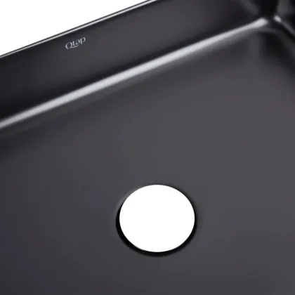 Комплект Qtap Tern: Раковина накладна прамокутна 500х350х145 мм Matt Black + Донний клапан PU03 — Photo 4