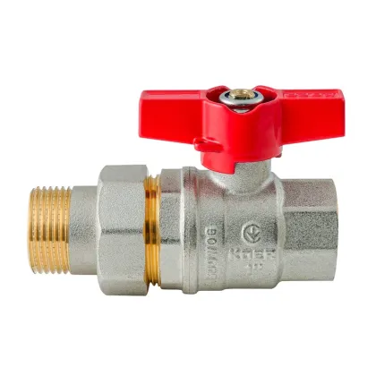 Кран з американкою Koer Extreme KE.227-25 - 1" ручка "метелик" червона (KR5767) — Photo 1