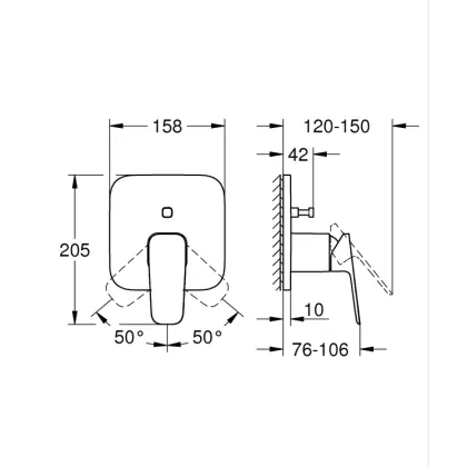 Змішувач одноважільний прихованого монтажу для ванни Grohe Cubeo з перемикачем на 2 положення (1017782430) — Photo 3