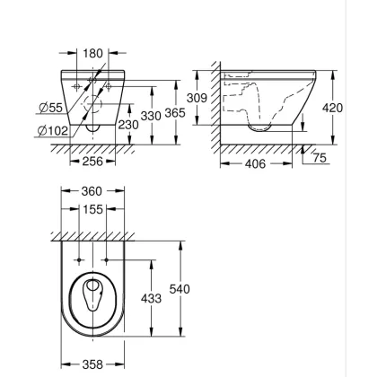 Унітаз настінного монтажу Grohe Euro Ceramic (102485SH00) — Photo 4