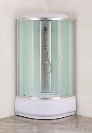 Бокс душовий без гідромасажу Mixxus STRONG SB01-90x90x215-FB SATIN з високим піддоном (MI6884) — Photo 2