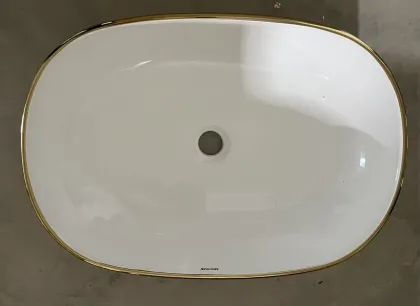 Раковина накладна Mixxus Premium ELLIPSE-0105 EDGE GOLD 600х400х150mm (MP6564) — Photo 6