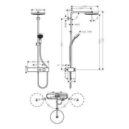 PULSIFY Showerpipe душова система 260 з термостатом — Photo 1