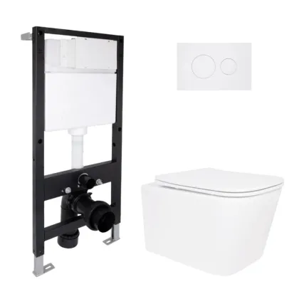 Готове рішення Qtap для ванної кімнати: підвісний унітаз Crow Ultra Quiet 485x340x290 + комплект інсталяції Standard (кругла клавіша White)