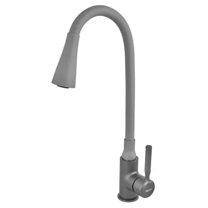 Змішувач для кухні ZERIX ATRIUM-011-T GRAPHITE REFL.GRAY (Колір графіт+силіконовий вилив сірий) (ZX6107)