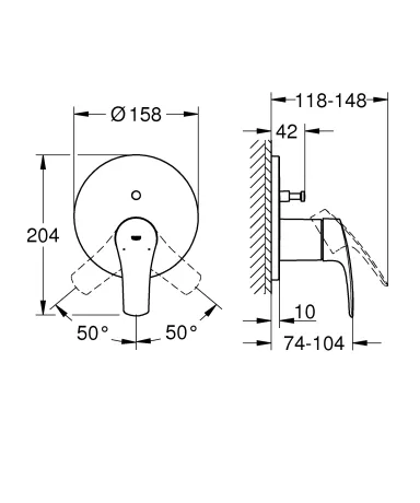 Змішувач прихованого монтажу на 2 споживача Grohe Eurosmart New (24043003) — Photo 3